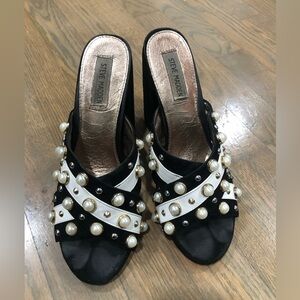 Black embellished  Steve Madden mules